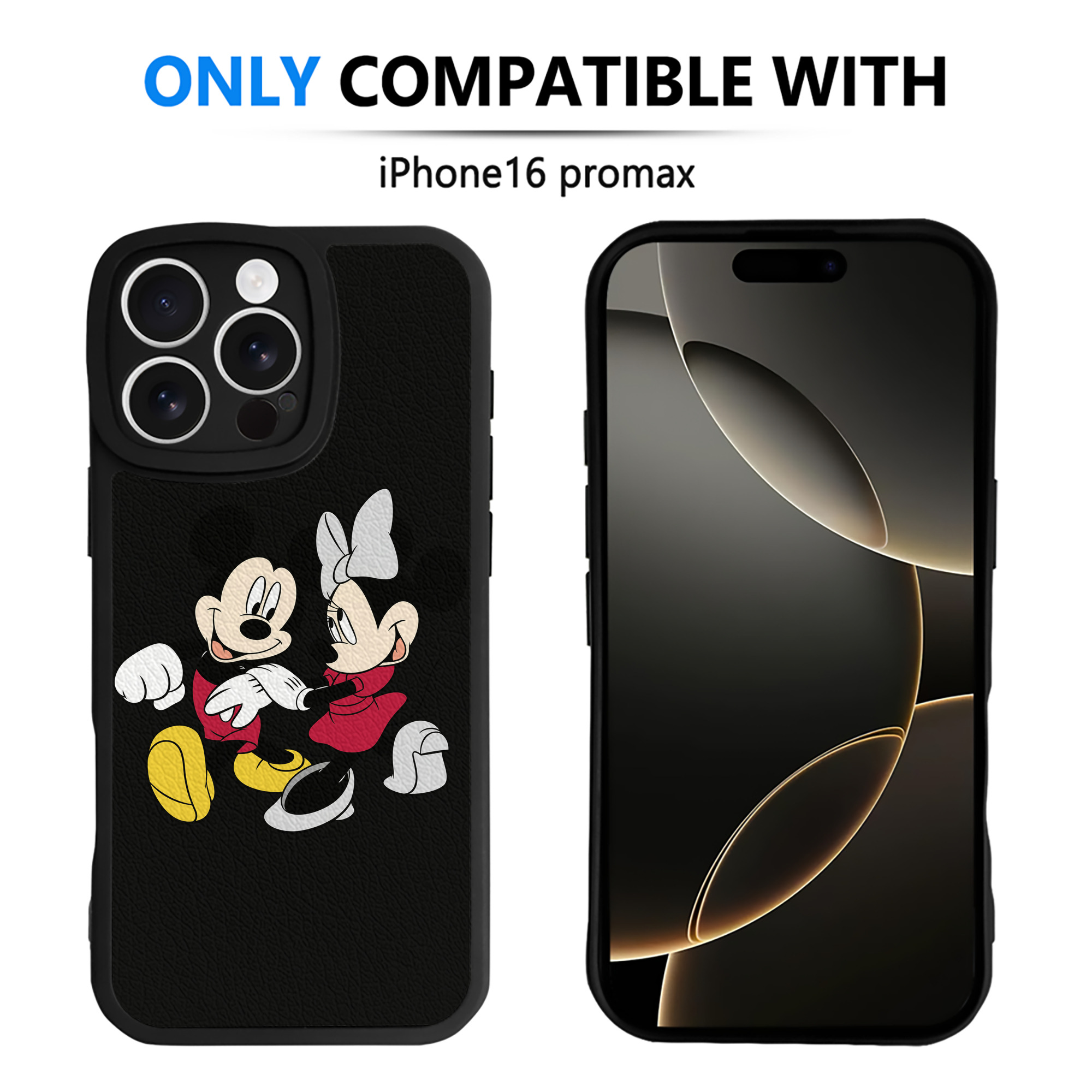 （画像用） ミッキーマウス Mickey Mouse 【iPhone 16シリーズ対応】シリコンスマホケース（レザー調） 材質：シリコン